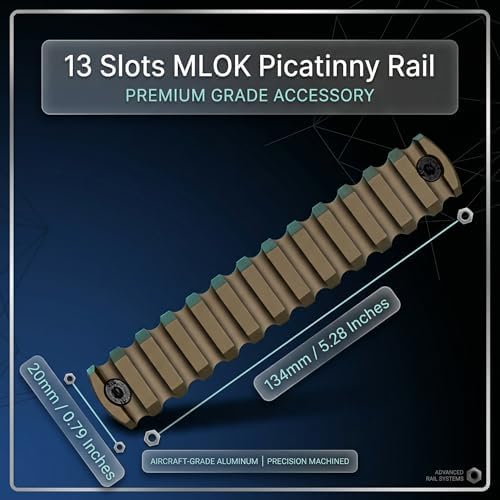 Gotical 13 Slots MLOK Picatinny Rail Section for M-Lok Handguard Flat Dark Earth Fit for 21mm Picatinny/Weaver Rails
