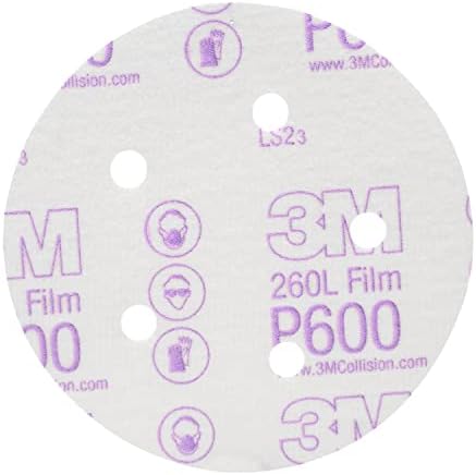 3M Hookit Finishing Film Abrasive Disc 260L, 5 in, P600, 100 Discs per Pack