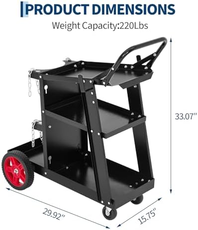Welder Cart, Heavy Duty Welding Cart with Safety Chains and Cylinder Slots for Mig/Tig Welder and Plasma Cutter
