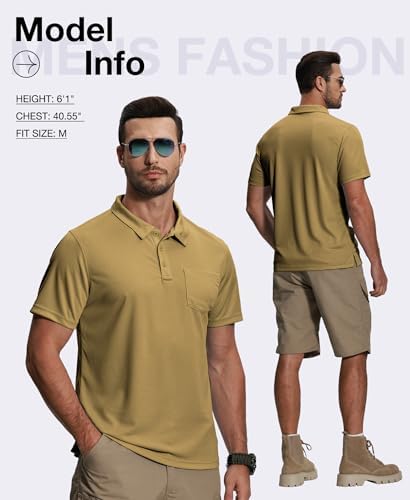 ZITY 5 Pack Polo Shirts for Men with Pocket Dry Quickly Short Sleeve Athletic Outdoor Work Collared Shirts