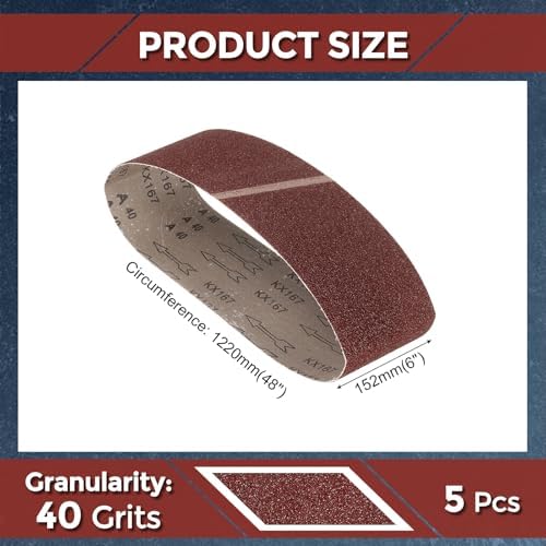 5 Pcs Sanding Belts 6 x 48 Inch 40 Grit Aluminum Oxide