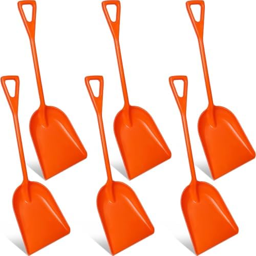 Frienda 6 Pcs Plastic Snow Shovel Large Scoop Shovel, Orange