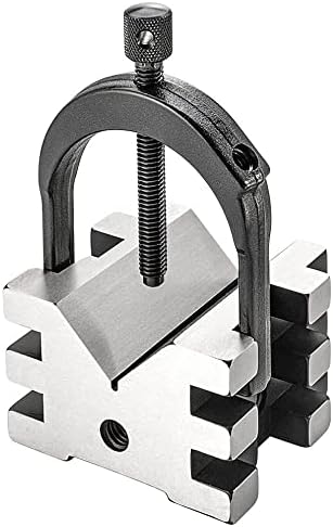 Starrett V-Block and Clamp with Hardened Steel Precision Ground Parallel and Square - For General Shop Use and Layout Work - 2" Diameter Round, 16" Square, 16" Capacity - 568A