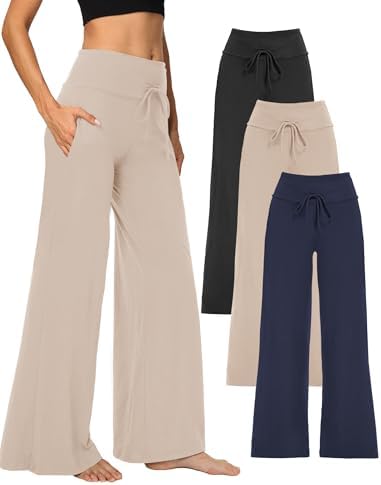 Showitty Wide Leg Pants for Women with Pockets, High Waist Yoga Lounge