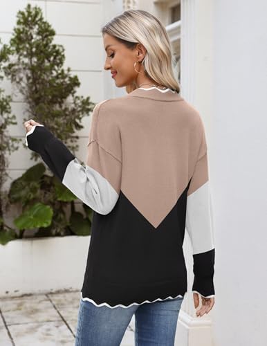 Zeagoo Women's 2026 Fall V Neck Sweater Long Sleeve Lightweight Knit Tops