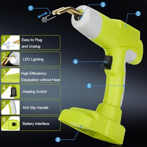 Choerinton Plastic Welder Compatible with Ryobi 18V Battery, with 600PCS Staples, Pure Copper Transformer, Rapid Heating, Plastic Welding Kit for Car Bumper, Dashboard & Repair(No Battery)