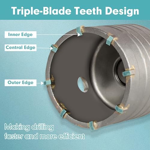 9Pcs Masonry Concrete Hole Saw Kit (30 40 65 80 100 mm)