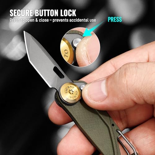 TACRAY Vinto 5-in-1 Keychain Multitool Mini Pocket Knife, 1.5" Blade, Green