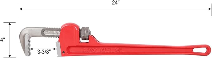 Pipe Wrench 24 Inch, Rigid Pipe Wrench Sets Steel Adjustable | Professional Heavy Duty Hangable Design for Plumbing, Home, Vehicle Repair (24" Red Wrench)