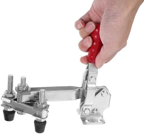 Generic 2pcs Vertical Quick Release Toggle Clamps for Welding and Woodworking, Zinc-plated Iron Metal Fixed Clamp Tool Dual Heads, Heavy-duty Workholding Device for Metal Fabrication