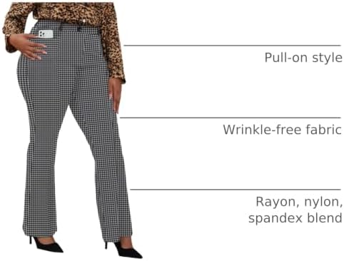 DGD Wrinkle-Free Stretch Dress Pants Plus Size for Women Pull-on Pant Ease into Comfort Office Pant
