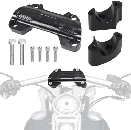 Black 1.5" Tall Handlebar Riser Top Clamp Kit for 1" Bars Harley