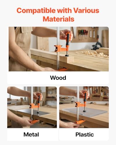 VEVOR Bar Clamps for Woodworking, 8-Pack, 24" Opening F Clamps, 600 lbs Load Limit, with Plastic Pad and Self-Locking Design, Premium Cast Iron and Carbon Steel, for Wood Working and Metal Working