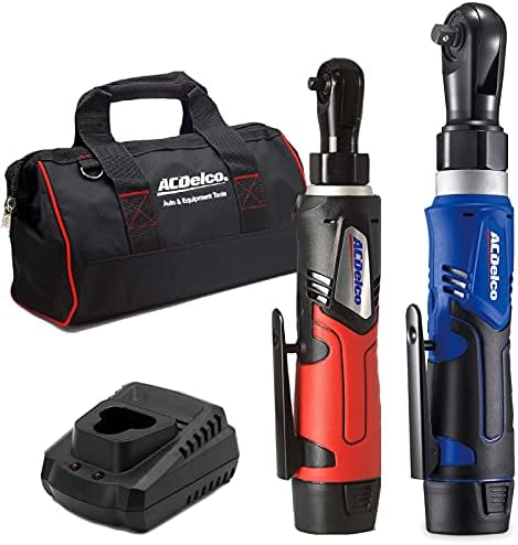 ACDelco ARW1209-K92 G12 Series 12V Li-ion Cordless ¼” & 3/8” Ratchet Wrench Combo Tool Kit with 2 Batteries and Canvas Bag