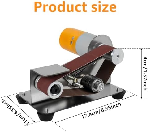 Mini Belt Sander, 15° Electric Knife Sharpener Bench Grinder Sanding Machine, 7 Adjustable Speed Electric Belt Grinder, Low Noise Cutter Sharpener Sander, Polishing Grinding Machine for Metal Jewelry