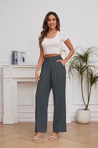 FUNYYZO Wide Leg Dress Pants for Women Work Slacks Business Casual Outfits