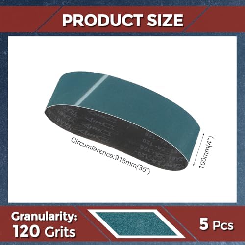 5 Pcs Sanding Belts 4 x 36 Inch 120 Grit Zirconia