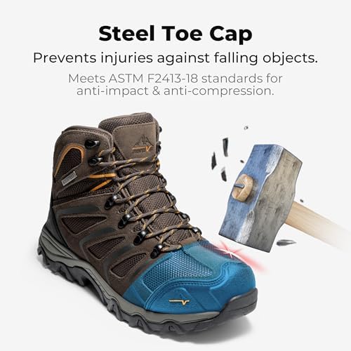 NORTIV 8 Waterproof Steel Toe Work Boots for Men