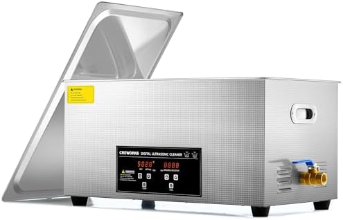 CREWORKS 22L Digital Ultrasonic Cleaning Machine with Heater and Timer, 480W Stainless Steel Ultrasonic Cleaner Machine, 5.8 gal Ultrasonic Parts Cleaner for Retainer Glasses Auto Tool Machine Part