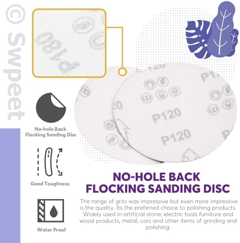 Swpeet 23Pcs 4 x 36 Inch Aluminum Oxide Sanding Belts (80/120/150/240/400 Grits) with 6 Inch No-hole Back Flocking Sanding Disc (80/100/120/180/240/400 Grits) and Cleaning Eraser