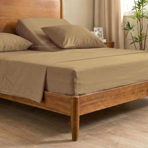 JS Sanders Collection Split Head Sheet Set 4PC Cal. King Size, Taupe