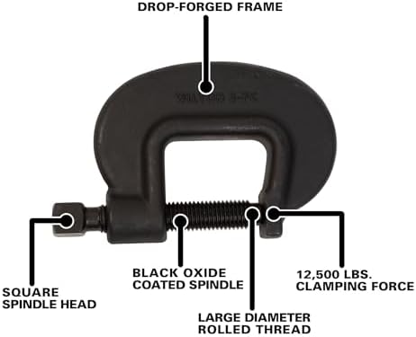 Wilton Brute Force C-Clamp, 2-5/16" Opening, 1-7/8" Throat, 12500 Lbs. Clamping Force (Model 2 F.C.)