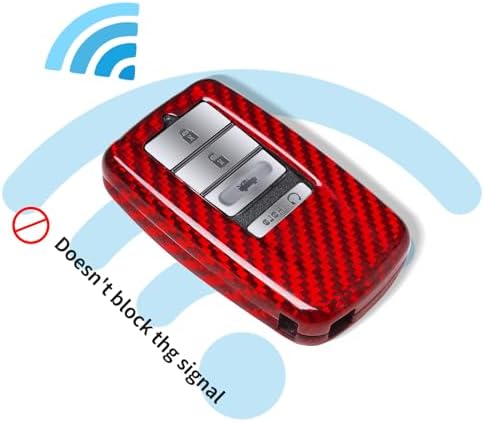 T-carbon Key Fob Cover Fits Acura MDX 2023,Real Glass Fiber Key Fob Case Fits Acura 2022 RDX RLX NSX ILX TLX TLX-L CDX Key Shell Protector Keyless Smart Remote Accessories RED