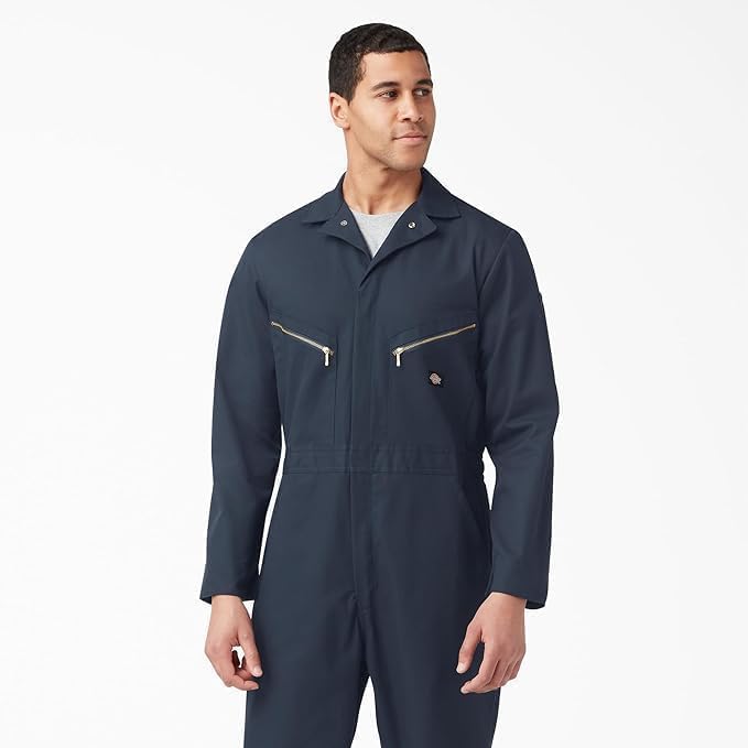 Dickies Men’s Deluxe Long Sleeve Coveralls – 7.5 oz Twill Mechanic Jumpsuit with Zipper Front Industrial Uniform Fit