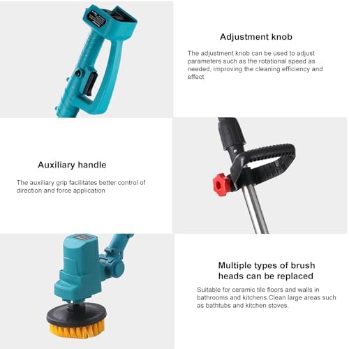 Electric Spin Scrubber for Makita 18V Battery, Extra Long Foldable 1800RPM Cleaning Brush