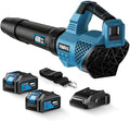 Leaf Blower Cordless, 650CFM Electric Leaf Blowers with 2 x 5.2Ah Batteries and Charger, 3 Speed Modes, 1 x Adjustable Shoulder Strap, Powerful Blowers for Lawn Care, Patio, Dust, Blowing Leaves