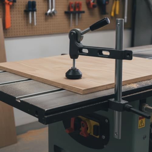 Iron Panel Saw Hold-Down Clamp for Woodworking, Horizontal Workholding Device Secures Large Sheets for Straight Cuts, Black Finish