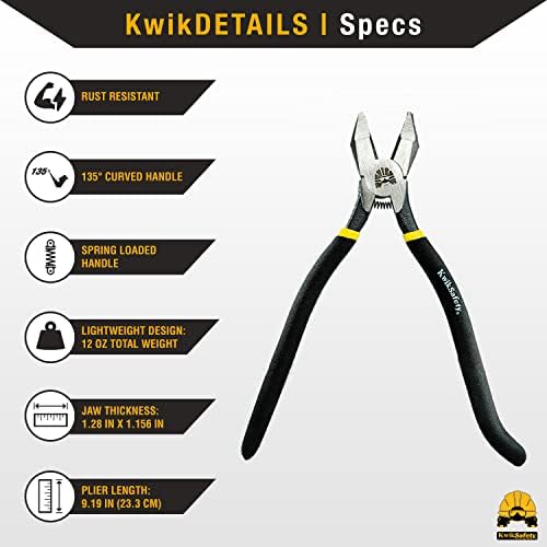 KwikSafety - Charlotte, NC - PINZA Ironworker Pliers Spring Loaded Action Side Cutters Steel Rebar Wire Cutters Bi-Material Tempered Handles & Aggressive Cross-Hatched Knurl Lineman Pliers