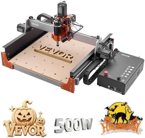 VEVOR CNC Router Machine, 500W Spindle, 3-Axis Wood Engraving Milling Machine, with Dual Linear Rails & Ball Screw, 15.75 x 15.75 x 3.74 in Working Area, Trim Router, for Wood Acrylic Carving Cutting