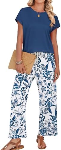 WIHOLL Two Piece Sets for Women Summer Spring Outfits Lounge Sets Beach Vacation Clothes Airport Travel Matching Clothing