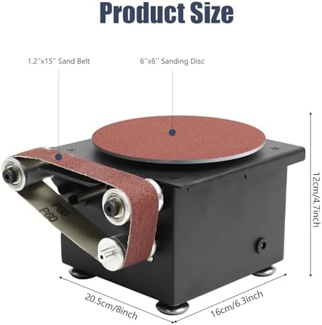 6-Inch Mini Disc Sander, 7 Speed Adjustable Bench Belt Sander Grinder, Electric Tabletop Belt Sanders for Metal Wood Knife Steel Iron Plastic Working, 100W 110V