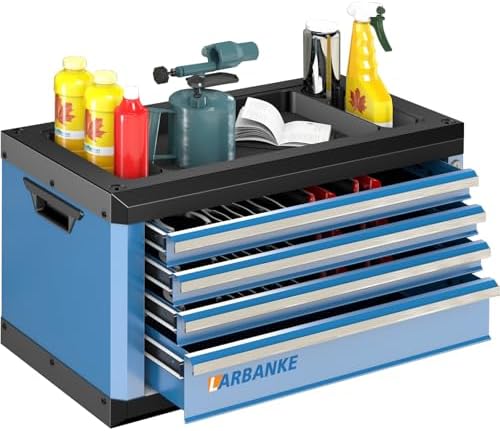 LARBANKE Portable 4-Drawer Tool Chest with Lock & Keys,Tool Box with Handle