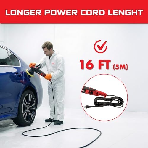 LAUCO Gear Driven Orbital Polisher 1000W with 6-Inch Backing Pad, 6-Speed Variable Control, High Torque Dual Action Polisher for Car Detailing, Paint Correction, Waxing, Buffing & Polishing LP1000