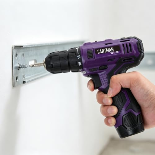 CARTMAN Purple 198-Piece 12V Cordless Drill Tool Combo Set