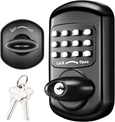 Keyless Entry Keypad Deadbolt - Digital & Mechanical Door Lock, Low Power Risk-Free (Black)