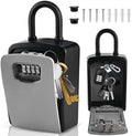 XXL Large Key Lock Box, 5.5”x4.1”x2.1” Kirsite Combination Lockbox | Waterproof Lockbox Keys Outdoor, Portable Key Lock Box Wall Mount with Code (1 Pack, Black-Gray)