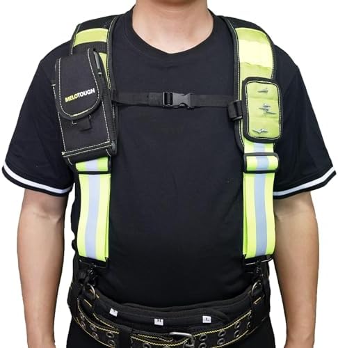 MELOTOUGH Magnetic Tool Belt Suspenders with Magnetic WristBand for Work Belt Padded Suspenders Constrcution