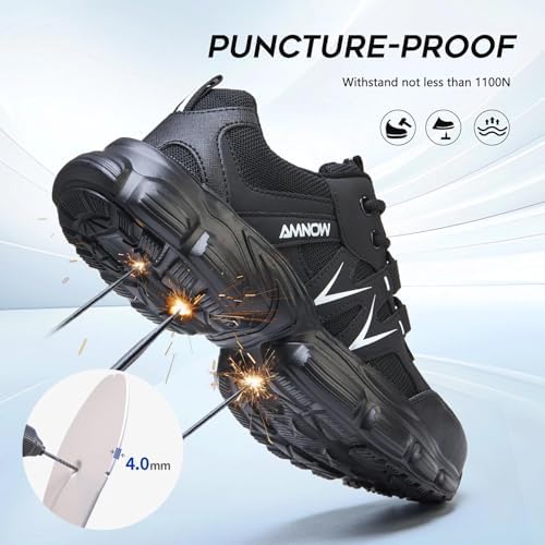Hogent Steel Toe Shoes for Men Women - Non Slip & Lightweight Work Shoes