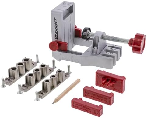 Milescraft 1334 Joint Master – Self-Clamping Aluminum Doweling Jig. Creates Edge, Corner, and Surface Joints. Includes Centering Spacers. For 1/4in, 5/16in, and 3/8in Dowel Pins