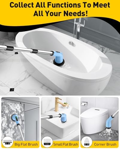 Electric Spin Scrubber for Bathroom, Shower Scrubber with Long Handle