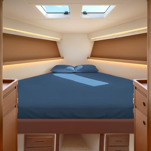 JS Sanders Collection 4PC Boat Sheet Set Universal V Berth, Mediterranean Blue