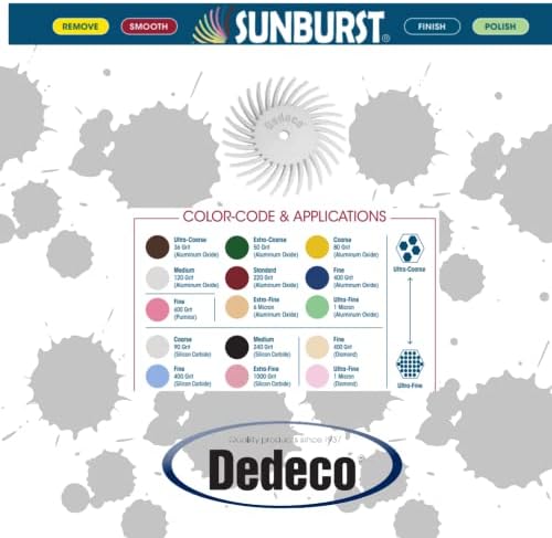 Dedeco Sunburst Radial Bristle Discs 12-Pack - 1-1/2" Curved Knife-Edge - White 120 Grit (Medium) - Aluminum Oxide for Polishing & Surface Finishing