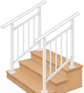 Hand Rails for Outdoor Steps，Stair Handrail & Indoor Stair Railing Kit，Railings for Outdoor Steps for Fence & Outdoor Steps (2, White-with Balusters, 3 Step)