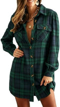 Alaster Queen Women's Corduroy Long Sleeve Button Work Tunic Short Dresses