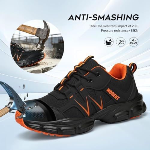 Hogent Steel Toe Shoes for Men Women - Non Slip & Lightweight Work Shoes