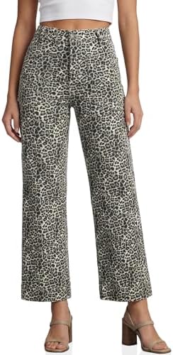 Cicy Bell Womens Cropped Wide Leg Jeans High Waisted Baggy Denim Ankle Pant